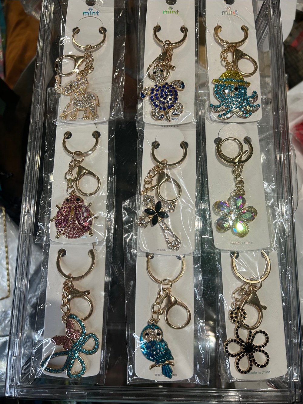 Mint Set Of 9 Bling Key Chains/Purse Charms New